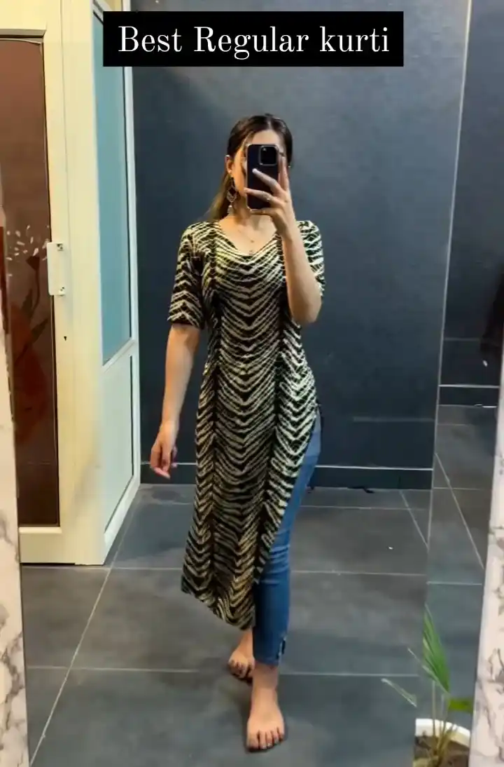 Green Cotton Printed Kurti For Women.png